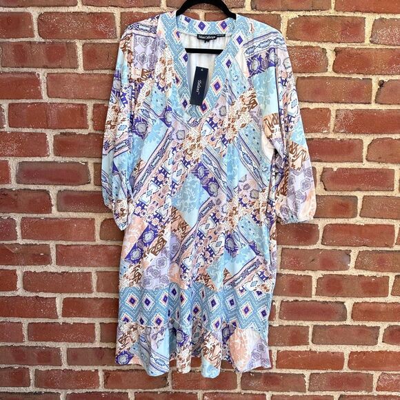 Tolani Dresses & Skirts - Tolani Collection patchwork Printed Dress with Ruffle womens XL NWT